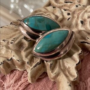 Barse gorgeous turquoise statement sterling earrings. Size 1” long by 5/8” wide